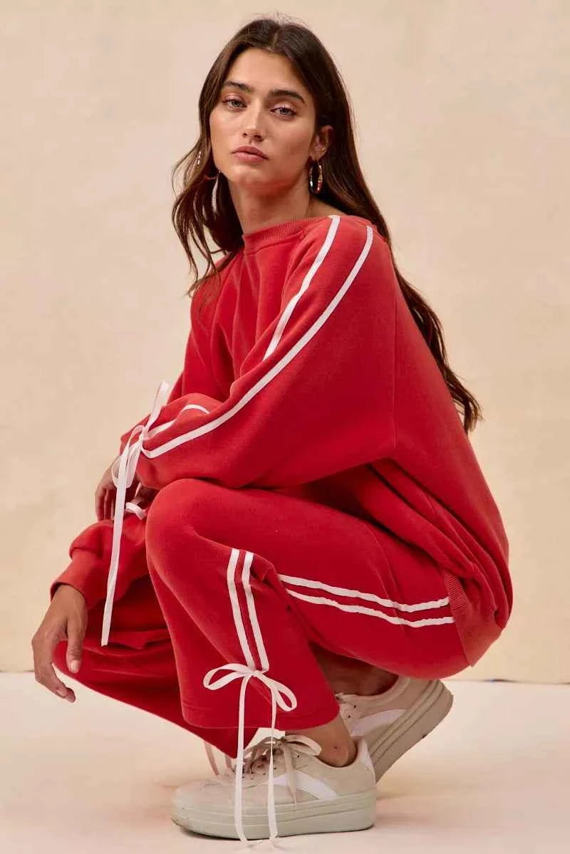 BiBi Side Lined Bow Details Fleece Sweatpants 6e27dafdfe7540b9884c69a88b6e2bae-Max-Origin