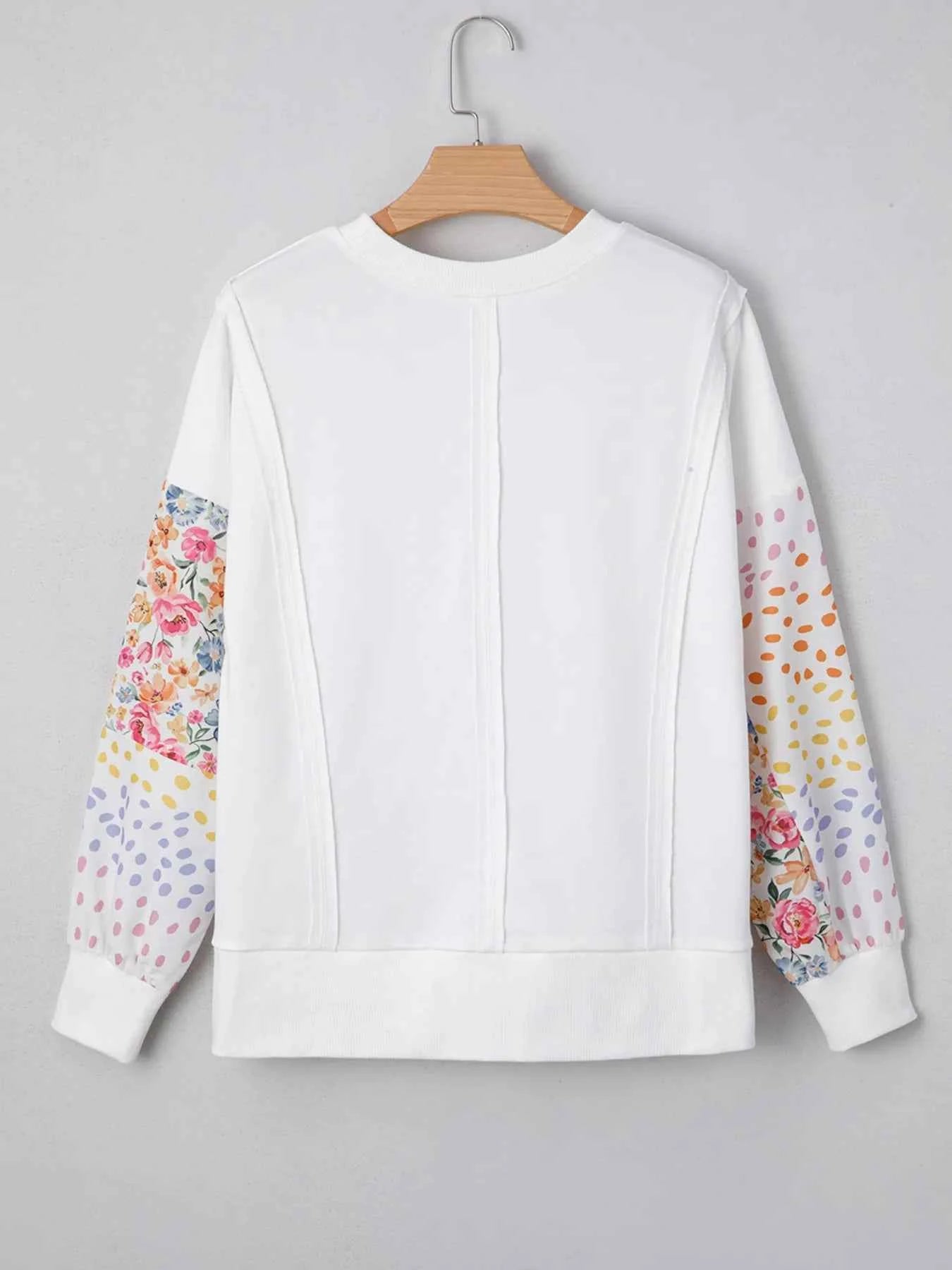 Floral Print Long Sleeve Sweatshirt 6e2905b4ea9b45ba8da776f59e02928b-Max-Origin