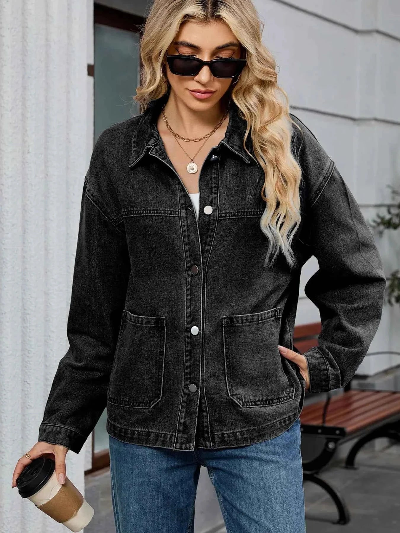 Washed Oversized Button Down Denim Jacket Black Gray 6e38501bf9764fd4b5af6f0fe55decbf-Max-Origin