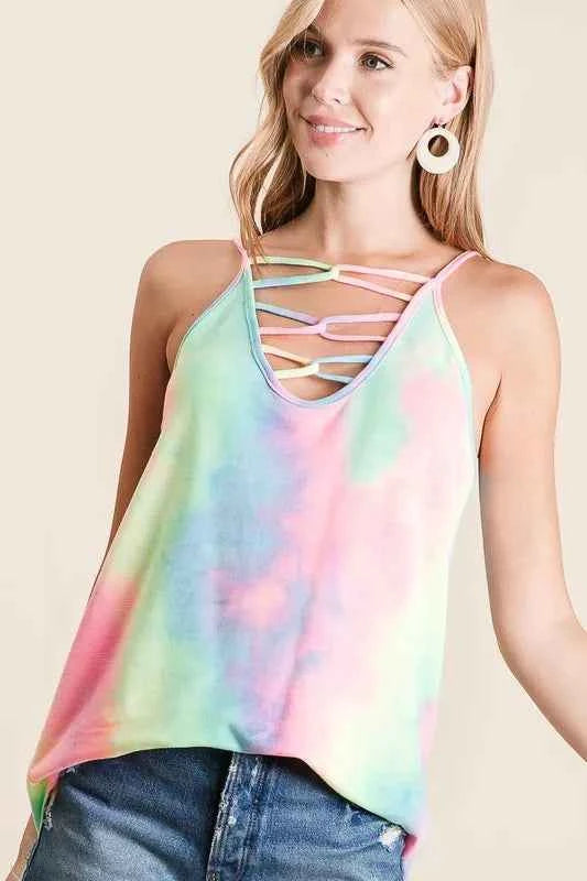 BiBi Tie Dye Terry Caged Neck Knit Camisole 6e433509154c4cfd9dbc14f2ce9a53e0-Max-Origin
