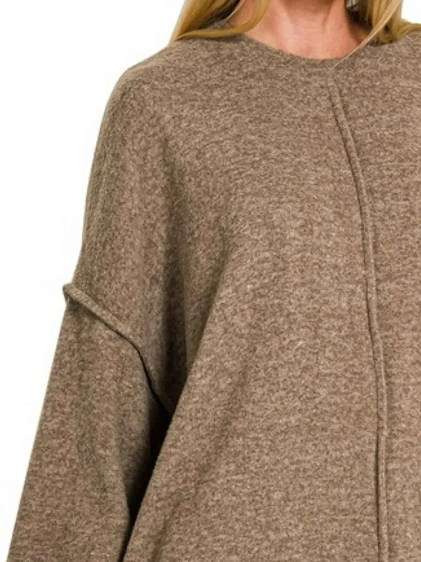 Zenana Brushed Melange Hacci Oversized Sweater 6e442470-a61f-487d-826a-b3c076d12d25-Max-Origin