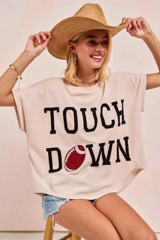 Game Day Touchdown Letter Patches Waffle Short Top 6e4623bacca843ed95e61800fac6a87d-Max-Origin
