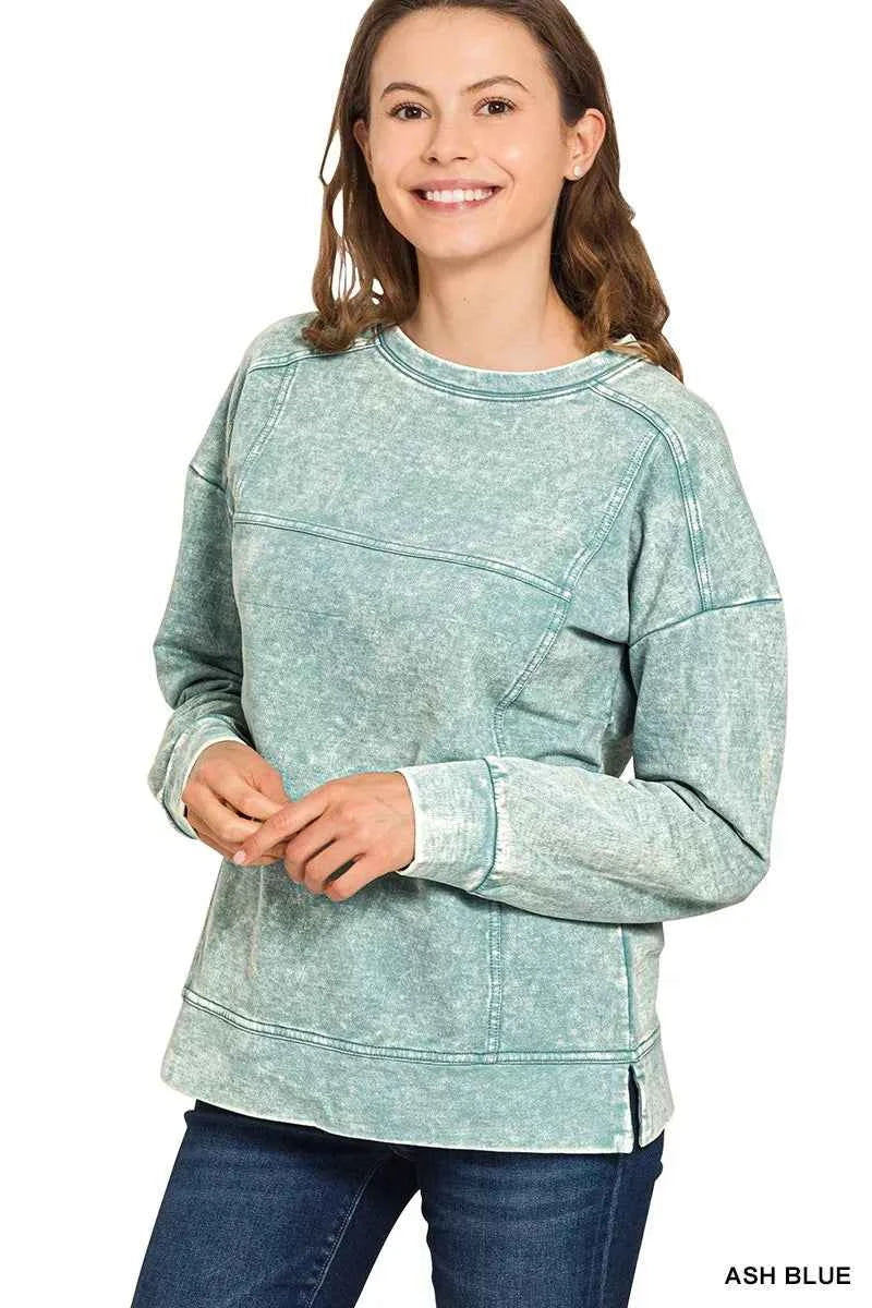 Acid Wash French Terry Exposed-Seam Pullover 6e4d0d6d48364294953e767f0c3bc2bf-Max-Origin