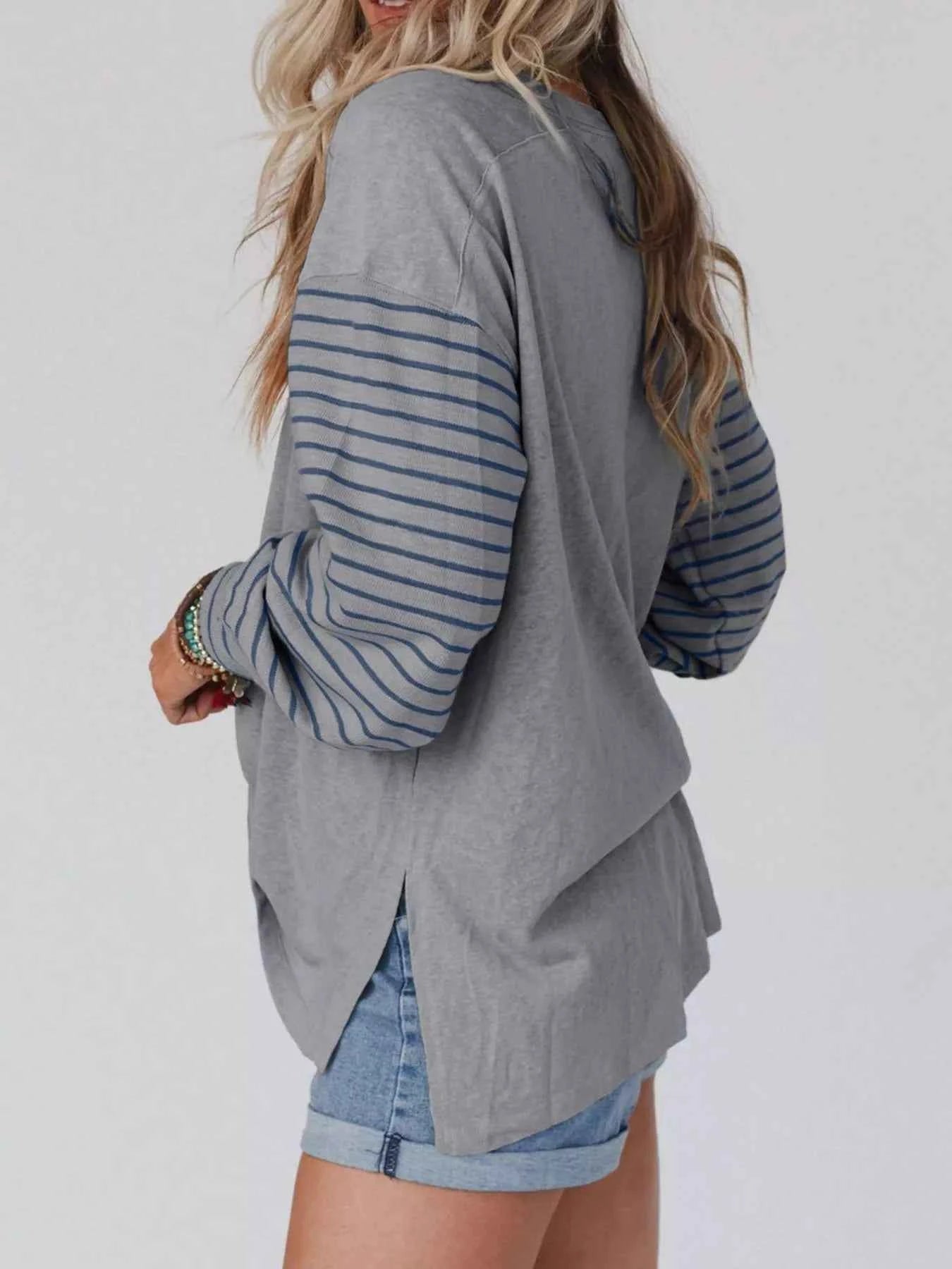 Striped Color Block Long Sleeve T-Shirt 6e5a00a6-d933-411f-bff5-d96660c96044-Max-Origin
