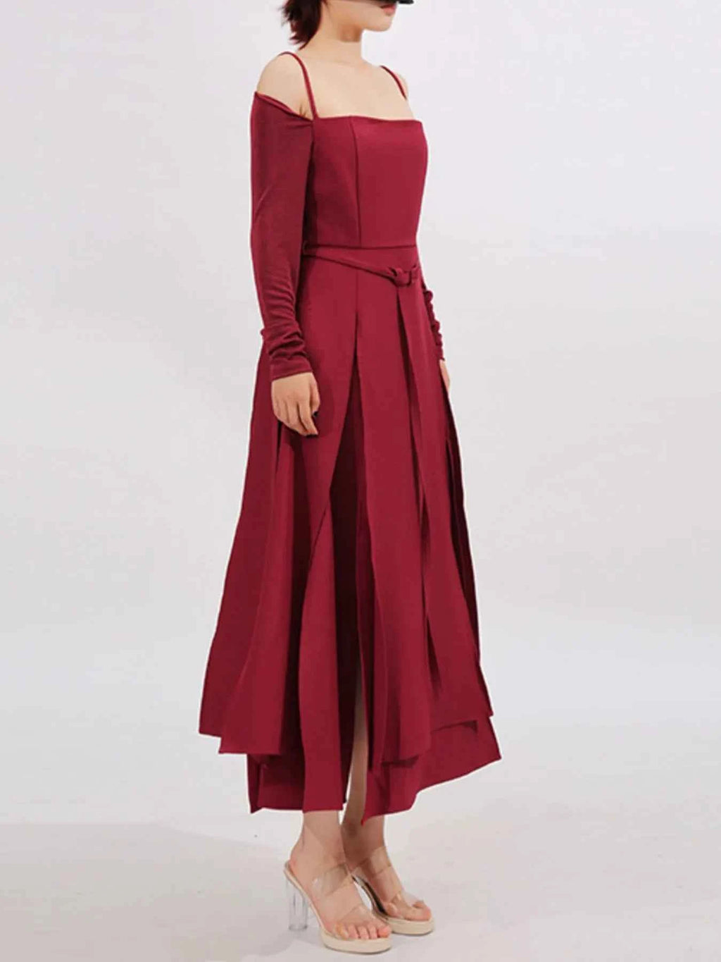 Slit Spaghetti Strap Long Sleeve Dress 6e5a70e7-a4af-4efe-8421-957311ed0609-Max-Origin