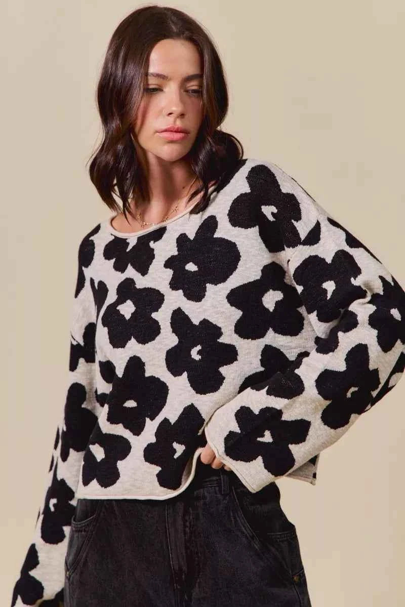 SO ME Loose Fit Flower Lightweight Sweater Top 6e5c1f70aee44df096367a9e0119fbe5-Max-Origin