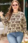 Plus Size Western Bows & Horseshoes Sweater Brown 6e6683cd-f349-47b6-826f-68632e2f1a40