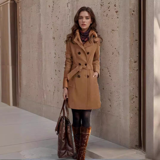 Women's Korean-style Slim-fit Long Double-faced Woolen Goods Woolen Coat 6e6e8bcd-58af-4211-b879-b9f88b6236e6
