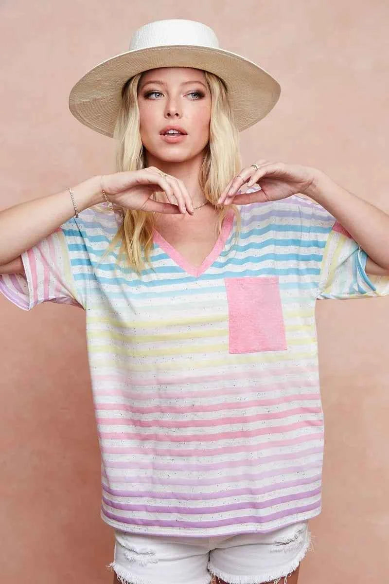 BiBi Rainbow Stripe Printed Triblend Knit Top 6e70600cde9e4284bc6ec36d7f481816-Max-Origin
