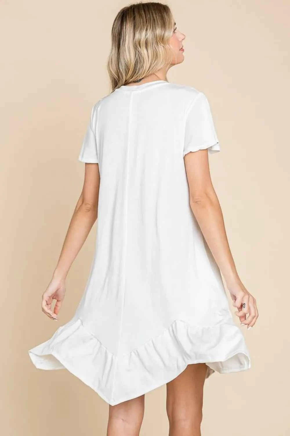 Culture Code Full Size Short Sleeve Ruffled Asymmetric Hem Dress 6e72dcca-58ed-4258-9074-87105ed79ee0-Max