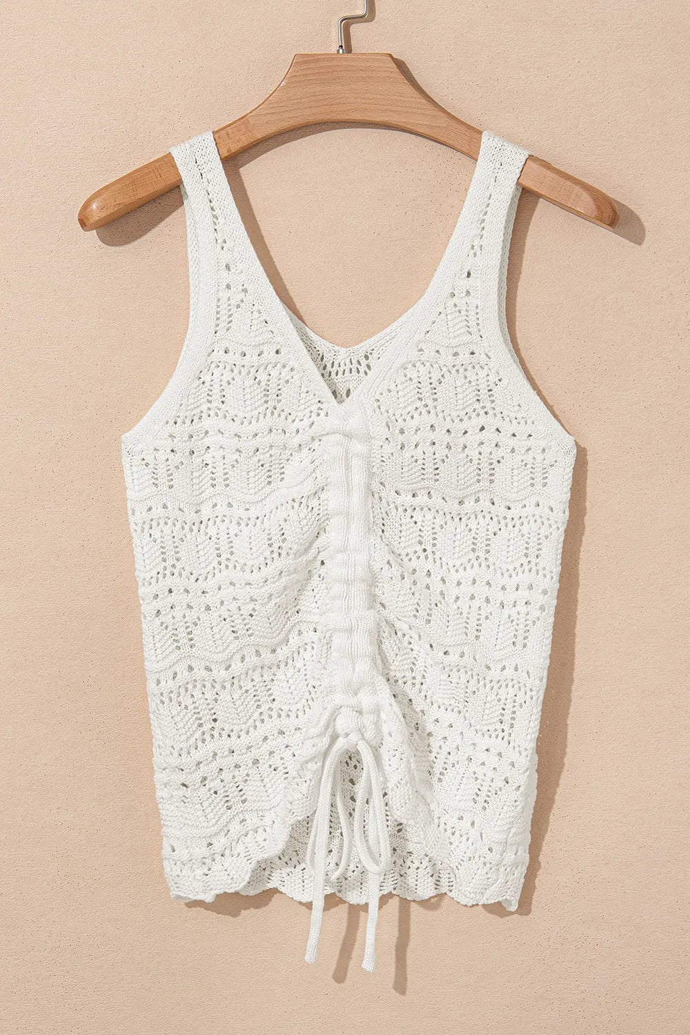 Hollowed Knit V Neck Drawstring Sweater Vest 6e81274b-9e7e-4085-ac30-190be374c64e-Max-Origin