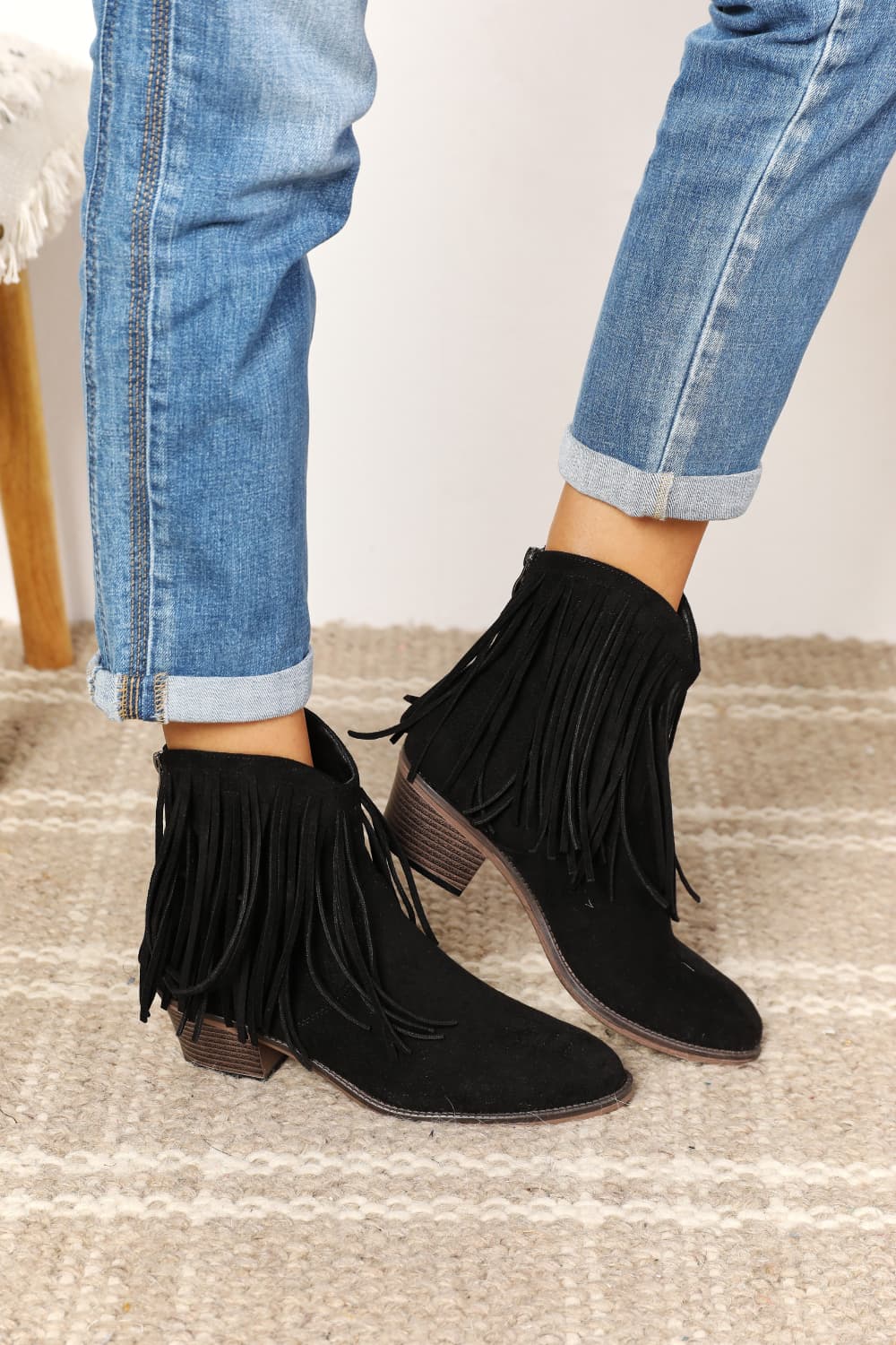 Legend Women's Fringe Cowboy Western Ankle Boots Black 6e84be28d145427a9fffa4f8383de252-Max
