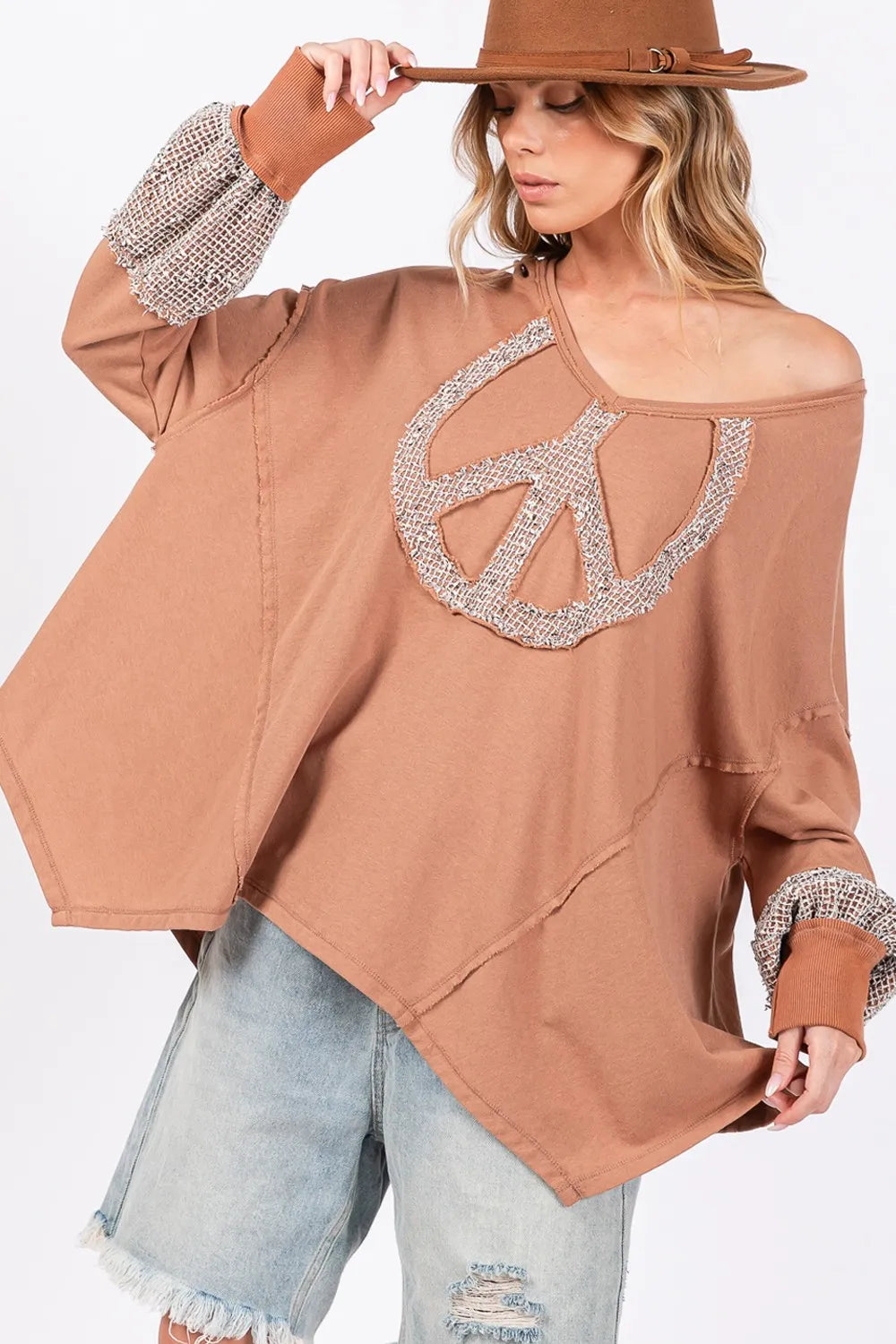 SAGE + FIG Peace Sign Mineral Wash Terry Top 6eacf74c-b07c-4dc1-8989-58b2a0f1487f-Max