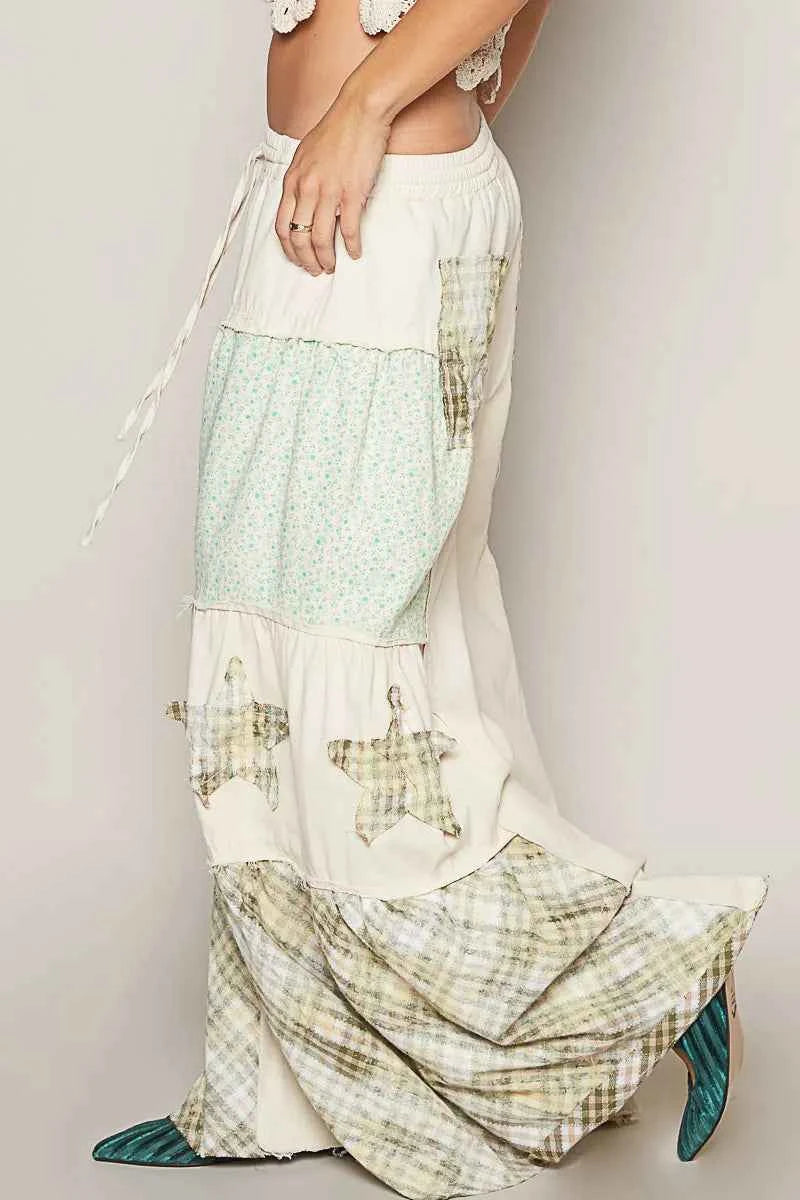 POL Drawstring Star Patch Contrast Wide Leg Pants 6eaf56bc-116b-43f2-92ba-47f3f6e9aa2e-Max-Origin