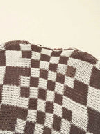 Checkerboard Pattern Sweater Cardigan 6eb349b7-4be1-47f4-a317-4b5923d781ad-Max-Origin