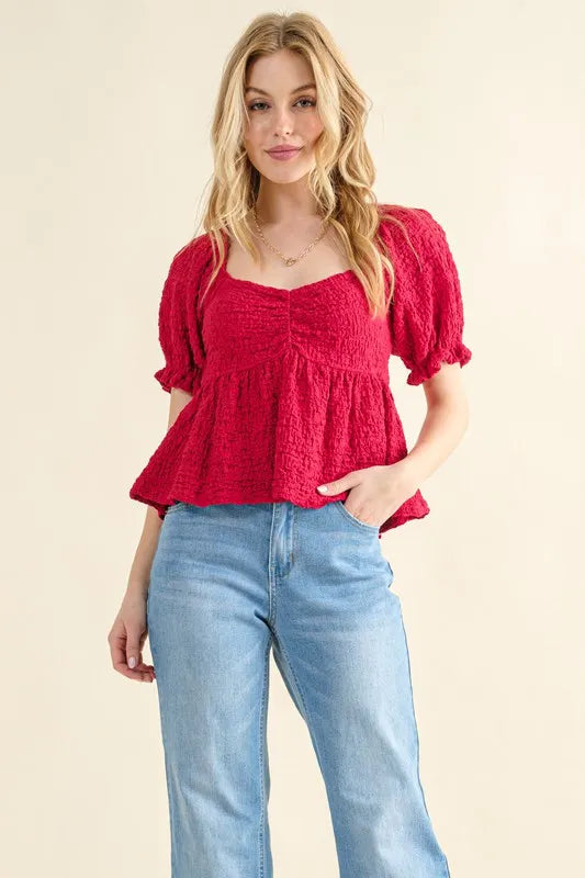 Striped Smocked Babydoll Top - Cold Shoulder Halter Neck RED 6ebc7b42cc1346aca6c7bcdb83321374-Max-Origin