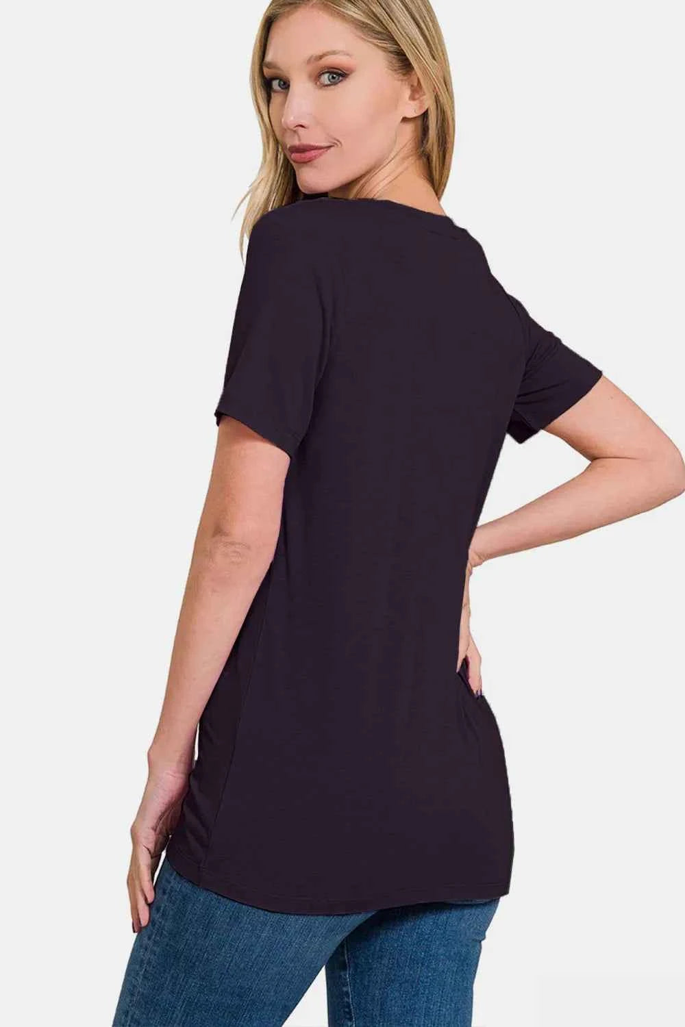 Zenana V-Neck Short Sleeve T-Shirt 6ec916a5-4c0d-481e-9294-ca9131efeeb0-Max