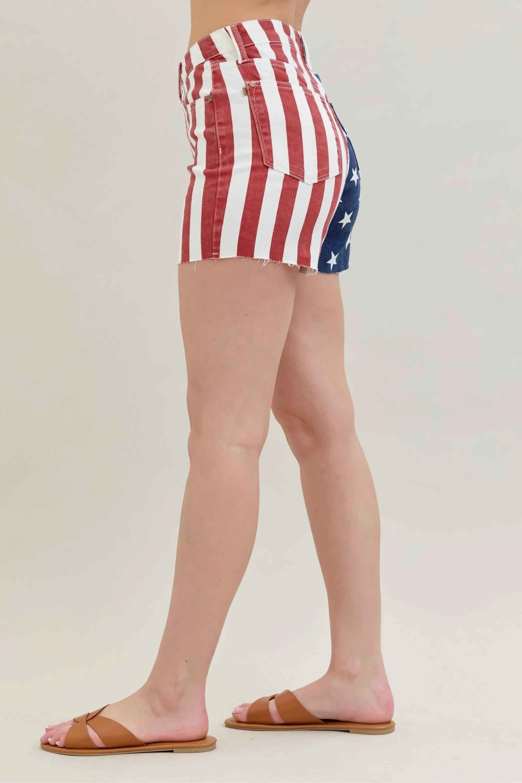 Judy Blue Full Size High Waist Americana Flag Fray Hem Shorts Plus Size 6ed32a21988c41d8a899cde85ff48a90-Max-Origin