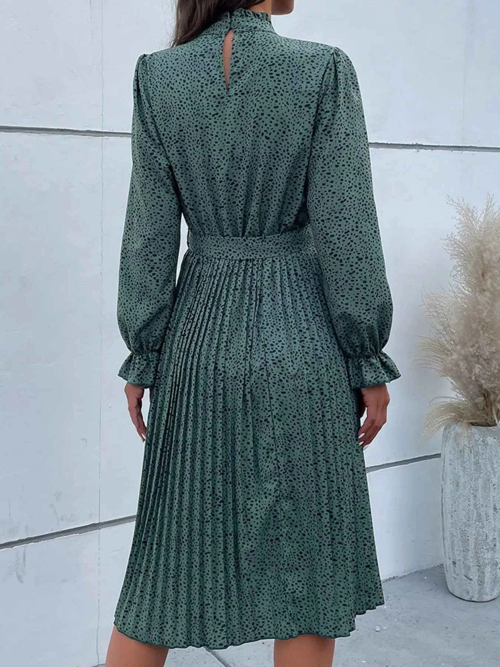 Animal Print Mock Neck Flounce Sleeve Dress 6ed8c832-a9e7-403b-92df-568c6ac3bed5-Max-Origin