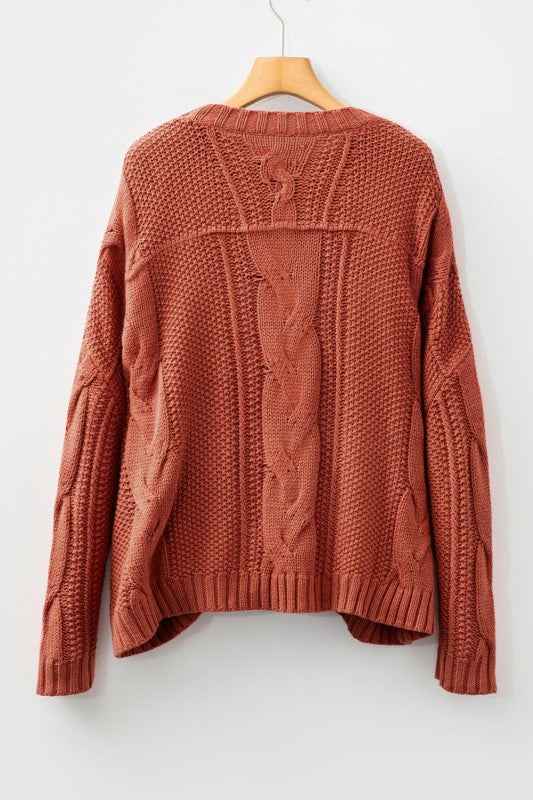 Textured Chunky Knit Long Sleeve Sweater 6edacb8b-cf49-48b1-8b9a-bd4c384bbb4c