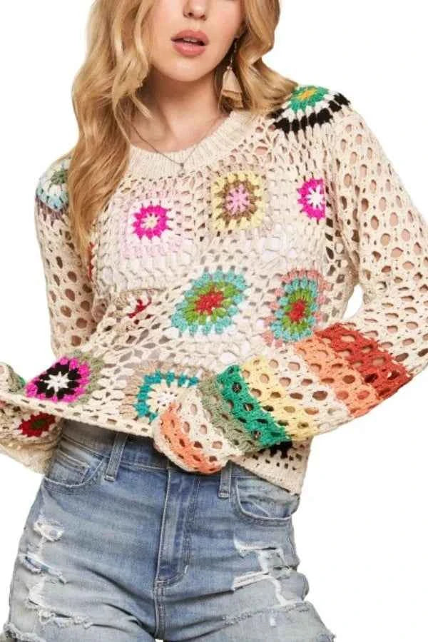 ADORA Lightweight Multi Color Crochet Top IVORY 6edba035cba343d6b8e093e6437dc91f-Max-Origin
