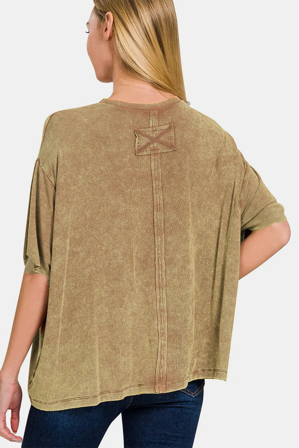 Zenana Ribbed Round Neck Drop Shoulder T-Shirt 6ee07df2-5c9f-41d7-be72-6d23b279ecde-Max