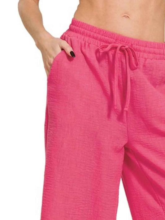 Woven Crepe Elastic Band Waist Cropped Pants 6ee0ecb5-71c7-47b9-9d64-67c5ef9f9bce-Max-Origin