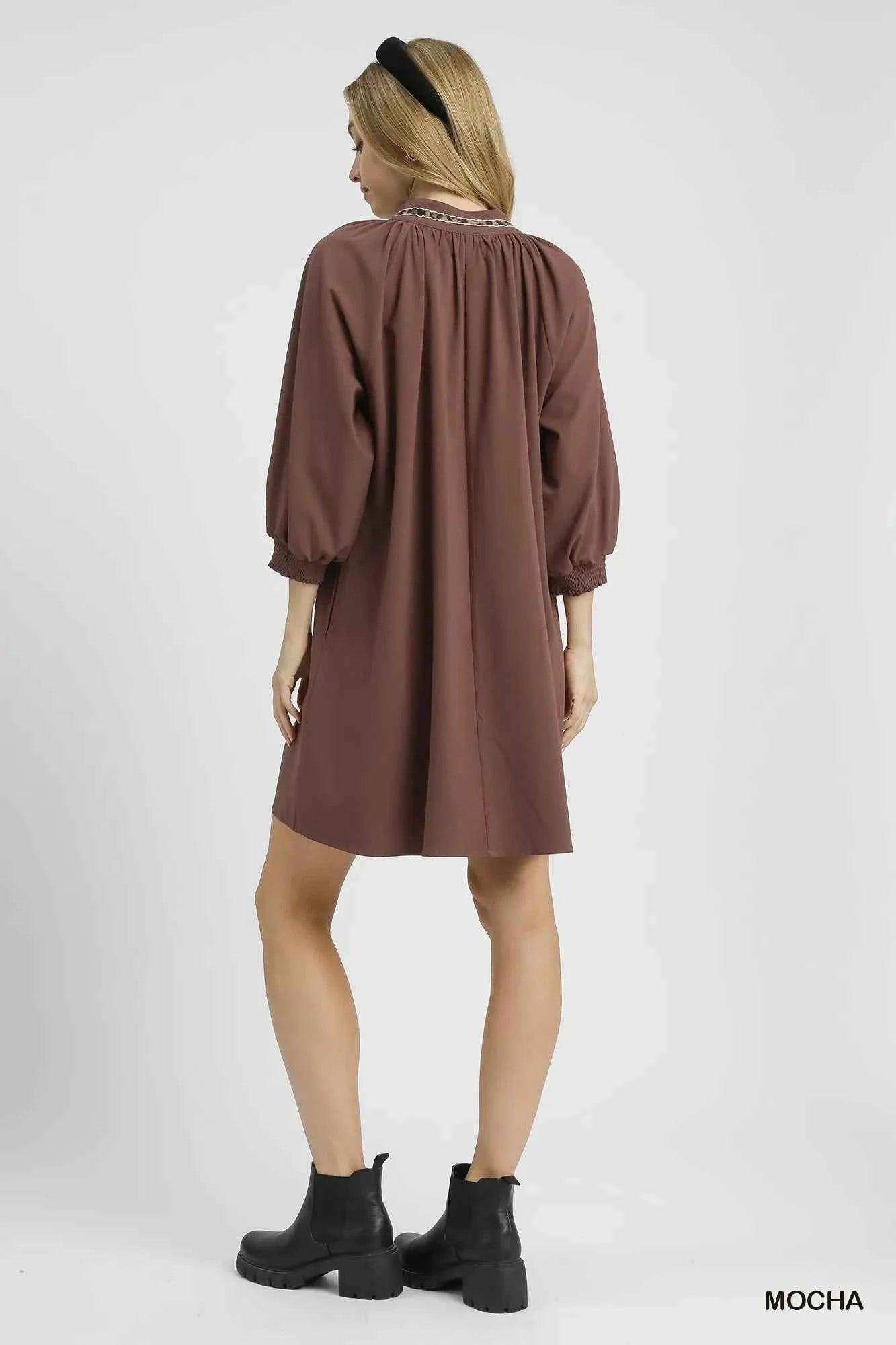Umgee Notched Shift Dress with Trim Detail 6ee16e85-d797-4e53-952a-b8514d97b3cf-Max-Origin