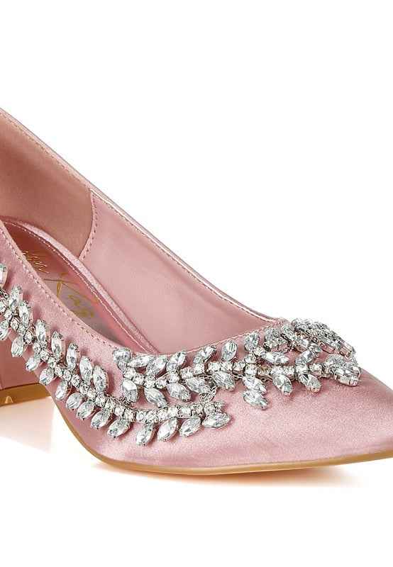 Abatina Satin Diamante Embellished Pumps 6ee63f14-57a4-4893-8cf9-5c6f60217e87