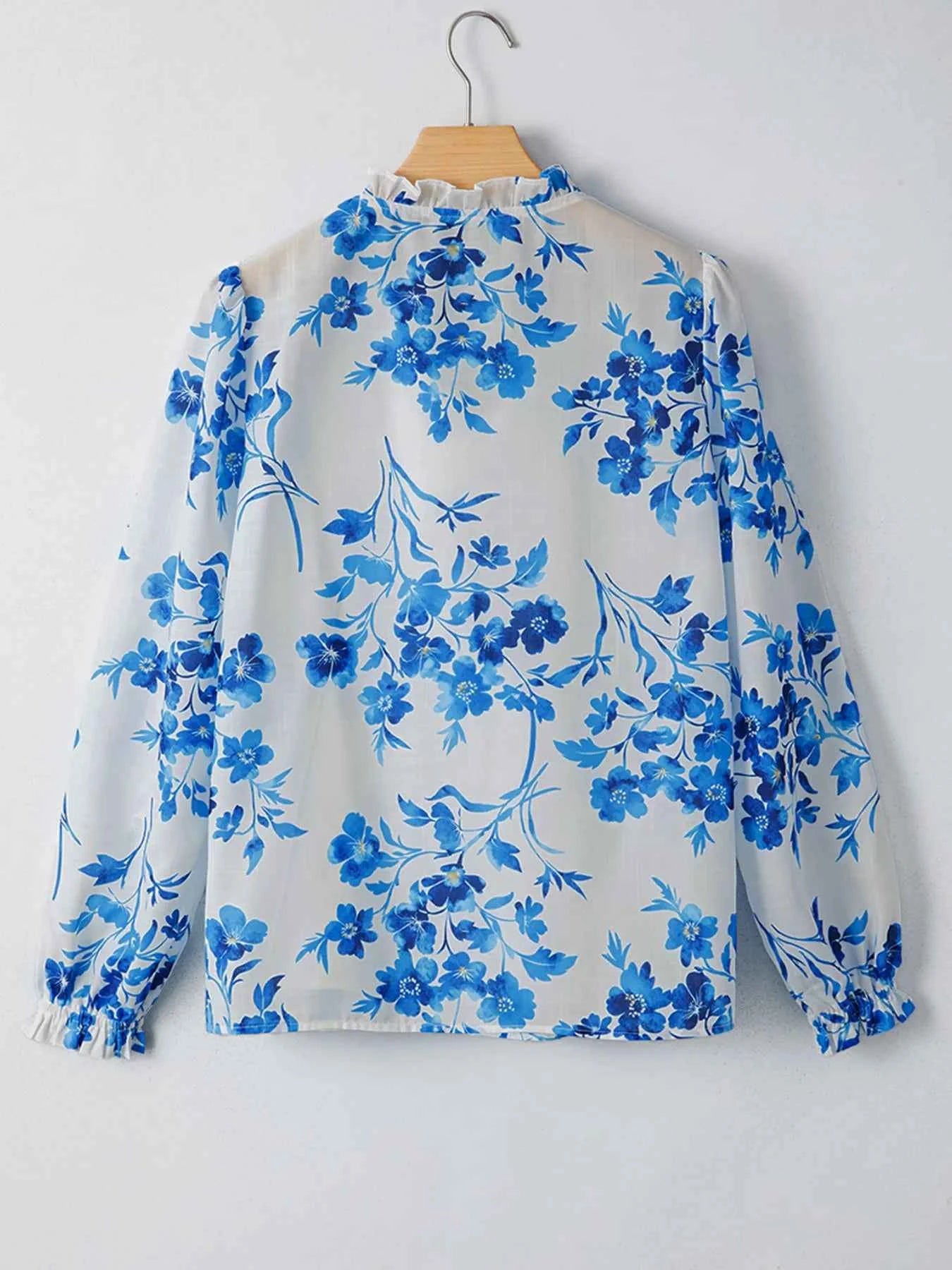 Floral Long Sleeve Tie Neck Blouse 6ef9493a7a004ccc807e2b4e916ae766-Max-Origin