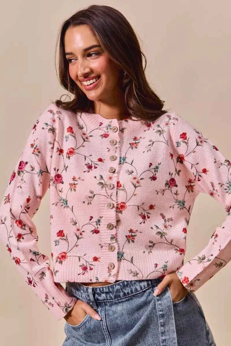 SO ME Floral Print Button Front Sweater Cardigan Top 6f029da89d44414d80a3f3eb85fd622b-Max-Origin