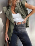 Ruffled Patchwork Denim Jacket Vest Army Green 6f05c1ecfdaf46eb9c8e99581b62a77a-Max-Origin