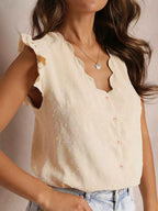 Swiss Dot Ruffled Button-Down Shirt 6f0624d4f49b4f8db78272fac1db50c7-Max-Origin