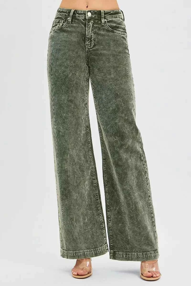 RISEN Full Size High Rise Wide Leg Corduroy Jeans Plus Size FOREST 6f133863481a43618615f06711ac5a43-Max-Origin