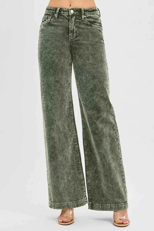 RISEN Full Size High Rise Wide Leg Corduroy Jeans Plus Size FOREST 6f133863481a43618615f06711ac5a43-Max-Origin