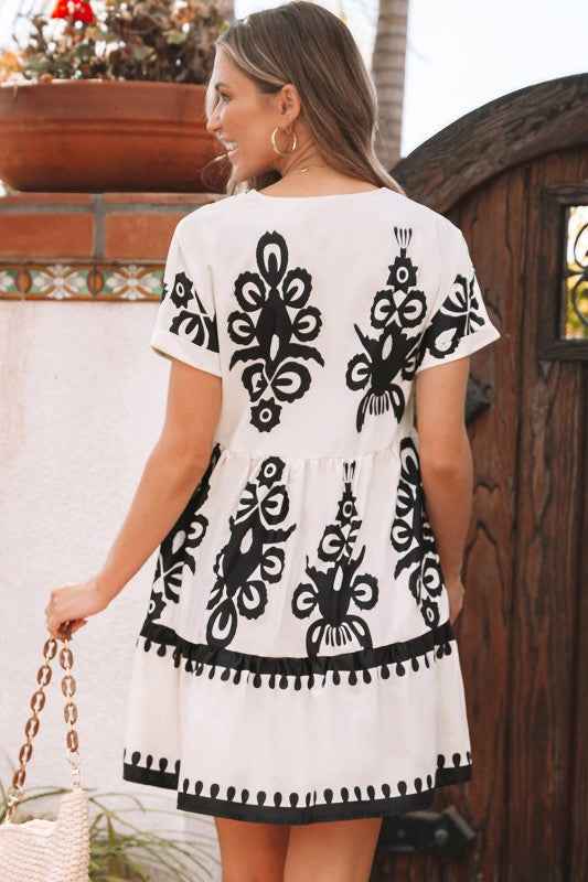 Leyla Vintage High Waist Short Sleeve Dress 6f1a927c-e559-47bf-83b0-57852a056d09