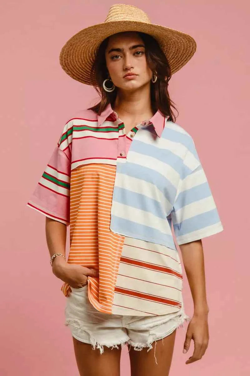 BiBi Mix And Match Stripe Color Block Shirt 6f1c30a1a73a48d89d078735ff2d226f-Max-Origin