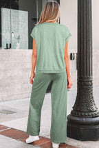 Canton Cuffed Short Sleeve Tee Raw Seam Patch Pocket Drawstring Pants Set 6f1f9fa337a1fbf9