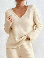 Ribbed Knit V-Neck Top and Pants Set 6f35ef1c-6262-46fb-9e96-0dc6e6cf3774-Max-Origin