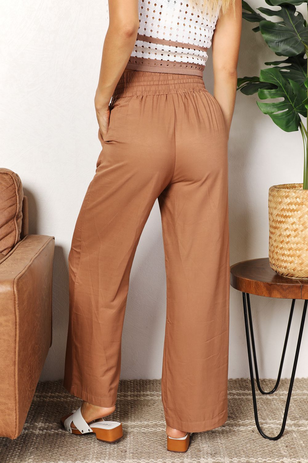 Double Take Drawstring Smocked Waist Wide Leg Pants 6f37b8154418453581ecd599dbcf81fb-Max