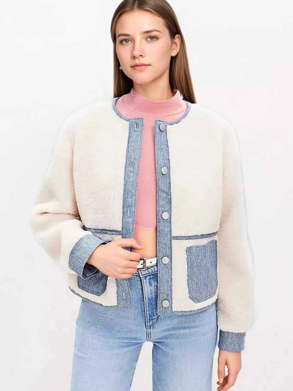 Contrast Trim Teddy Jacket 6f385b4226a845e6b82e3f0a19acb744-Max-Origin