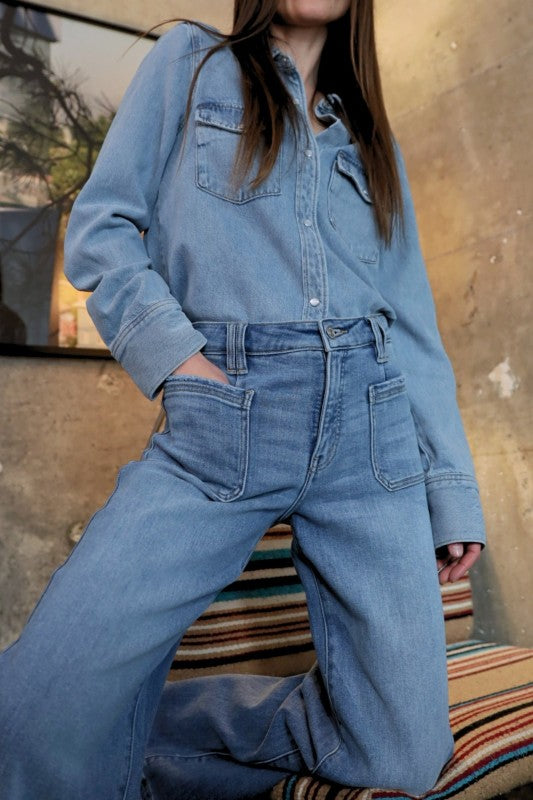 Eco Friendly Fabric High Rise Slim Palazzo Jeans 6f3d9e8c-835c-4521-99b5-283bc72b5fba