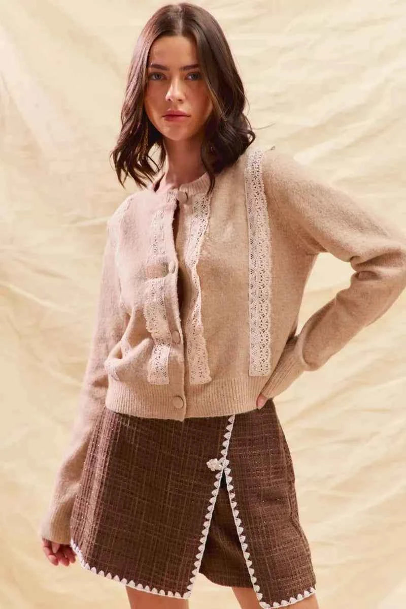 SO ME Front Lace Trim Button Cardigan Sweater 6f46e4cfa3ed4ad6bd167bd7304f3016-Max-Origin