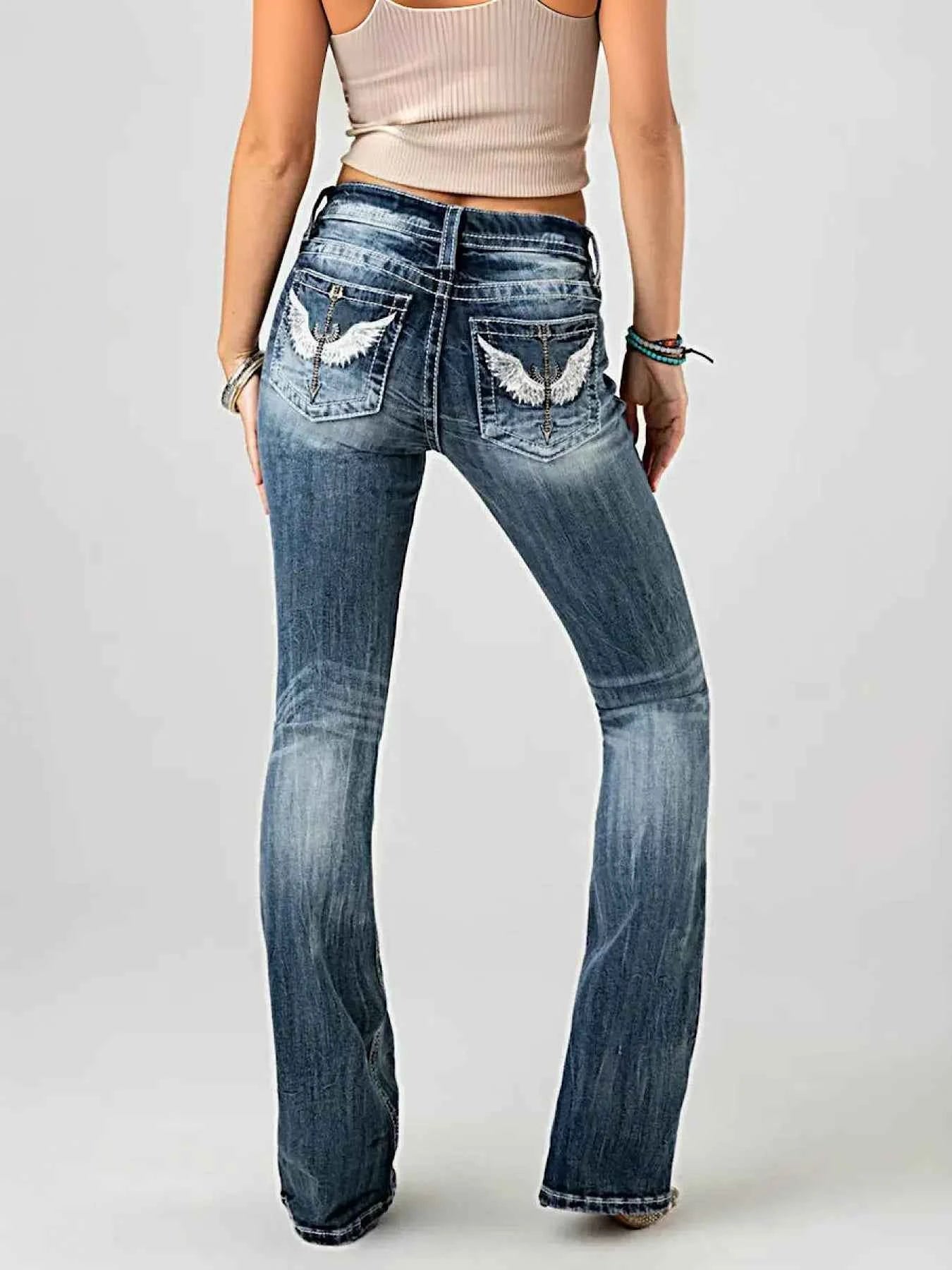 Embroidered Washed Bootcut Jeans 6f4f57973bed4dce92c047b70a755c36-Max-Origin