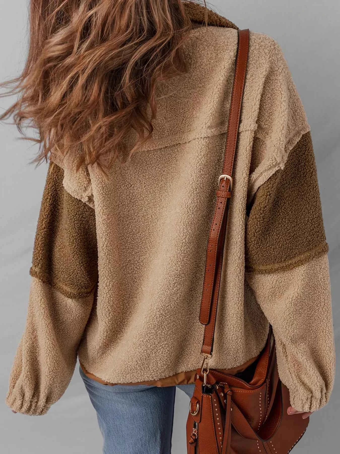 Color Block Patchwork Half Button Sherpa Sweatshirt 6f56ef26cd7a4747856b68059b615566-Max-Origin