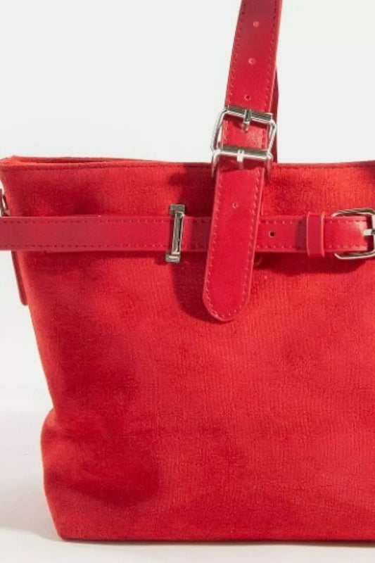 Fame Faux Leather Buckle Strap Detail Tote Bag 6f57150b-ff46-4156-b80c-ea8bb3495392-Max-Origin