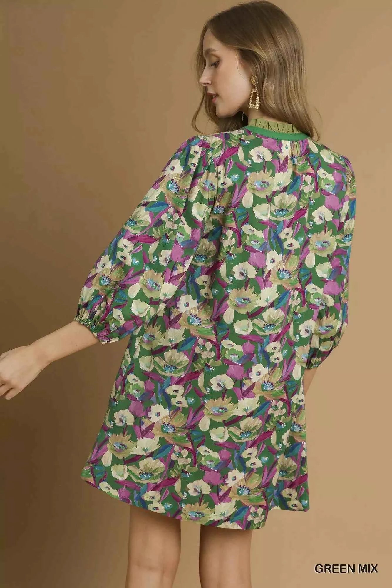 Umgee Boho Floral Balloon Sleeve Mini Dress 6f5ccd26-26f2-43cd-b632-54ac22df8ea5-Max-Origin