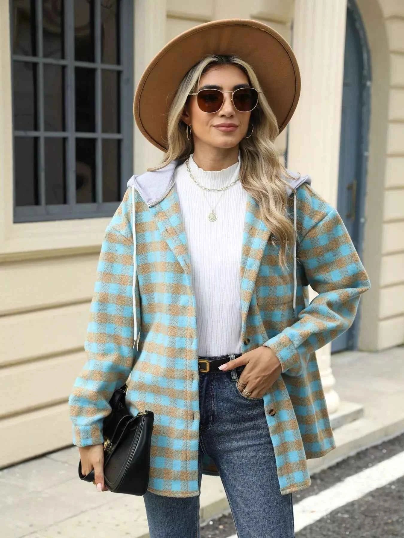 Plaid Button Up Long Sleeve Drawstring Hooded Jacket 6f5eaeac1d094785b4c4f8bd3a3265b6-Max-Origin