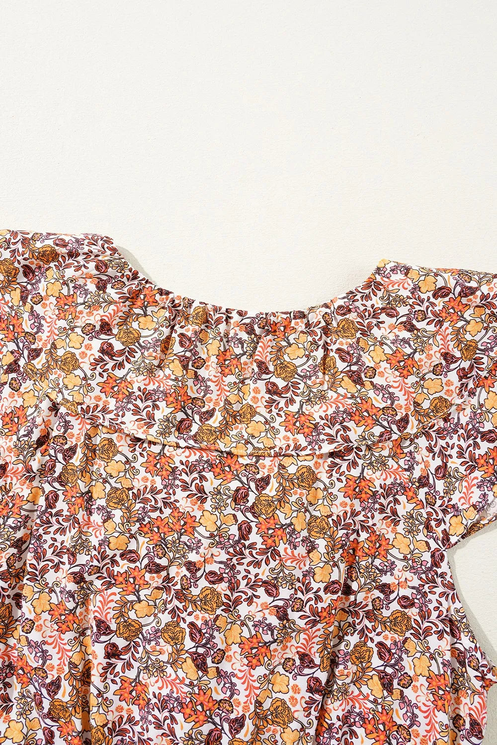 Floral Print Knot V Neck Ruffled Sleeve Blouse 6f6fb415-60e7-4bbd-a76e-4ff7153b9f00-Max-Origin