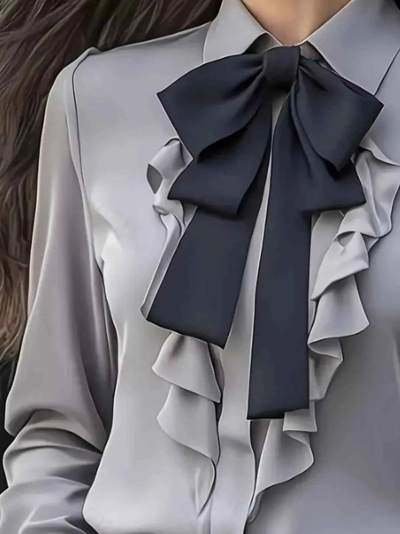 Ruffled Tie Front Long Sleeve Blouse 6f75f690-b907-430d-ac4a-5e8e34b51ca3-Max-Origin